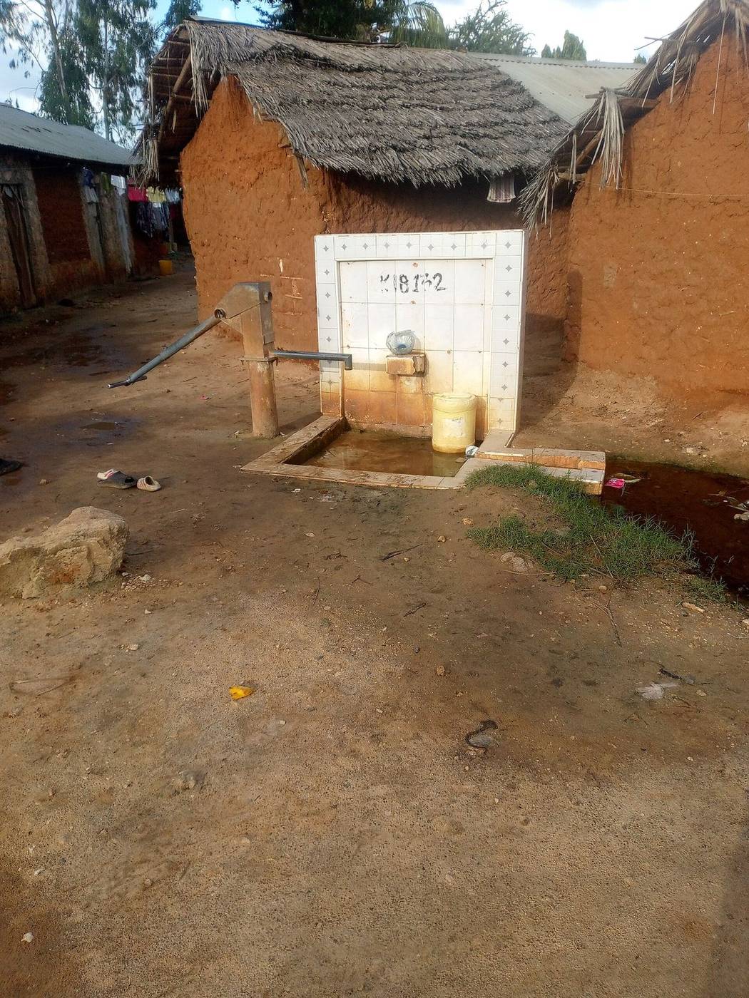 A borehole water point in the village