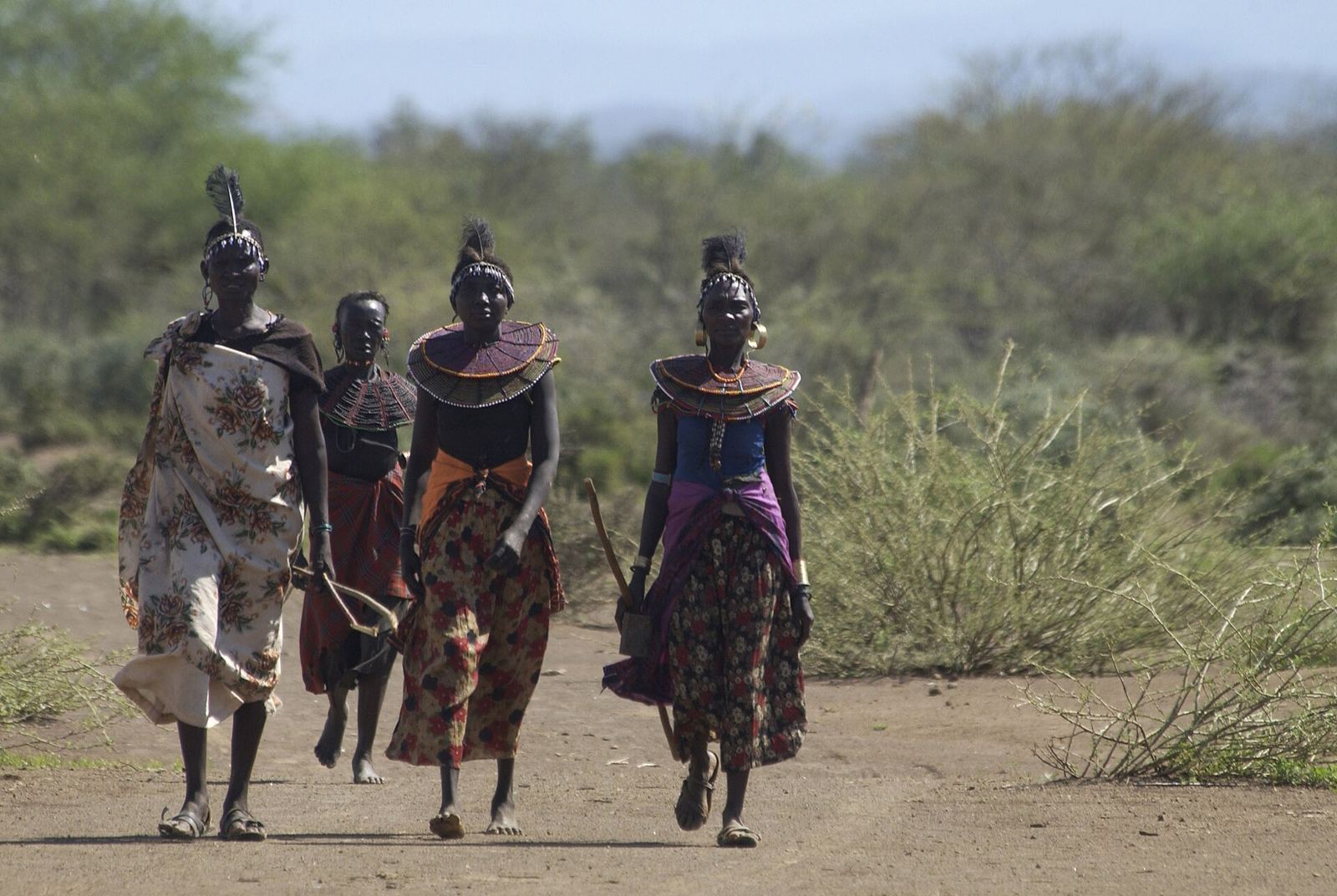 Pokot women walking to a community event