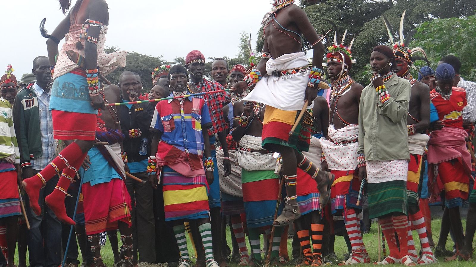 Samburu morans in traditional dress